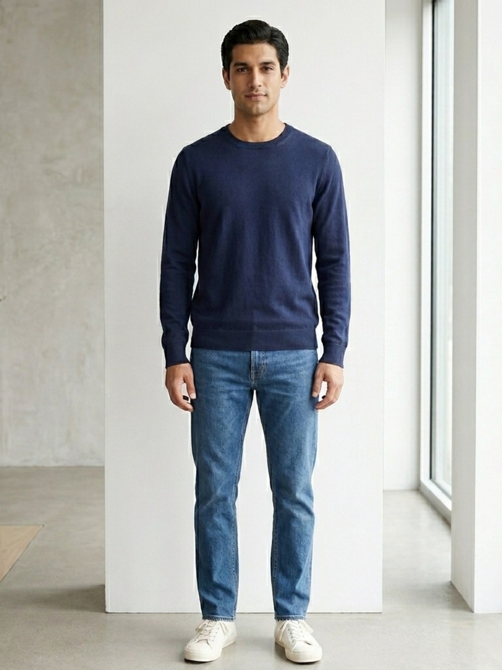 J.Crew Men's Cotton Crewneck Sweater-Tee Blue Size M